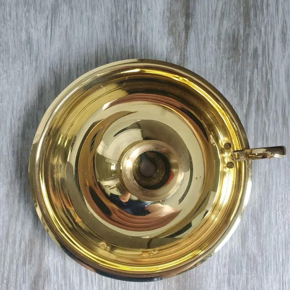 Vintage Gold Brass Candle Holder Stick Ring Thumb Grip Handle